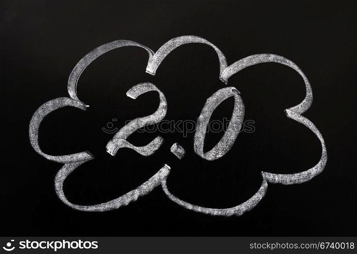 Cloud computing concept drawn on a blackboard