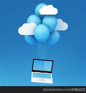 Cloud computing concept - Laptop with flying baloonsNote: All Devices design and all screen interface graphics in this series are designed by the contributor him self.
