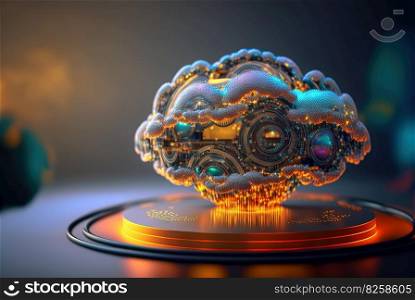 Cloud computing concept with digital cloud of remote connections of internet user data. Data storage in modern web. Generated AI.. Cloud computing concept with digital cloud of remote connections of internet user data. Data storage in modern web. Generated AI