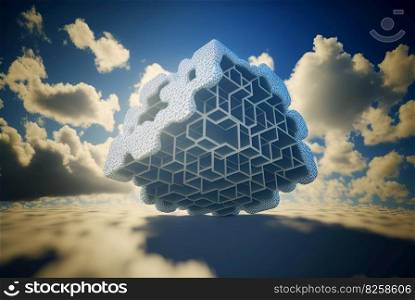 Cloud computing concept with digital cloud of remote connections of internet user data. Data storage in modern web. Generated AI. Cloud computing concept with digital cloud of remote connections of internet user data. Data storage in modern web. Generated AI.
