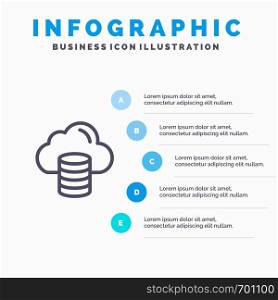 Cloud, Computing, Money, Dollar Blue Infographics Template 5 Steps. Vector Line Icon template