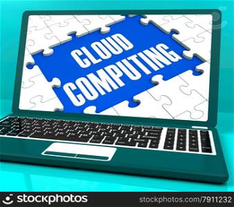 . Cloud Computing On Laptop Shows Online Business Strategy And Networking Services
