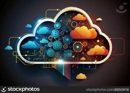 Cloud computing technology concept background created by generative AI