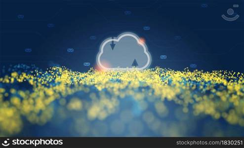 Cloud concept on blue background