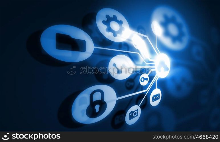 Cloud connection concept. Background media image with business sheme idea