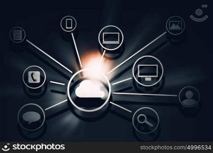 Cloud connection concept. Background media image with business sheme idea