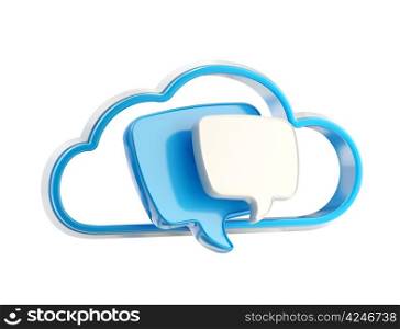 Cloud conversation share talk blue icon isolated on white