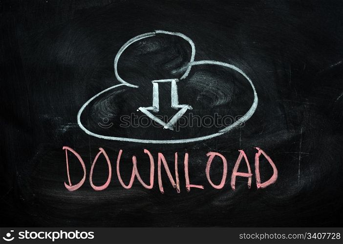 Cloud download concept written on blackboard