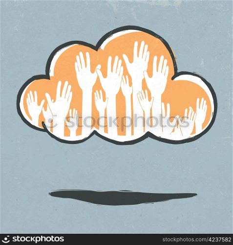 Cloud hands. Hand-drawn vector illustration, EPS10.