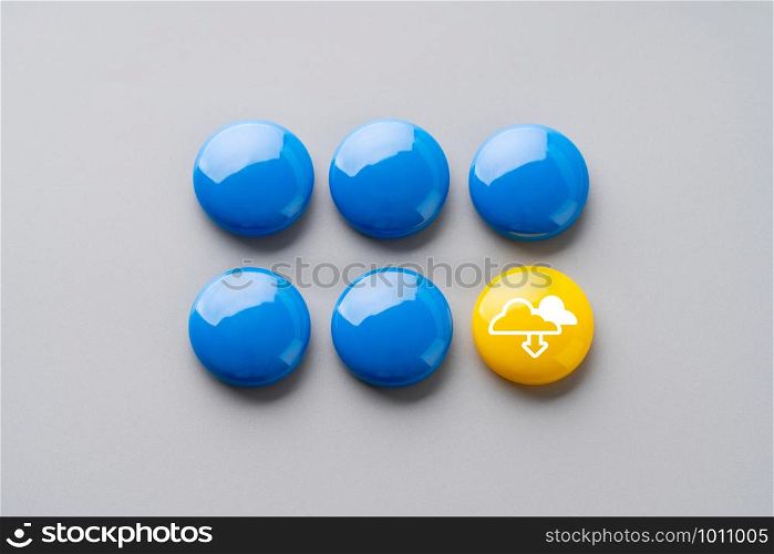 Cloud icon on colorful cube with hand