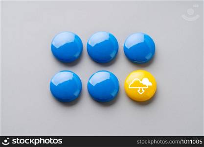 Cloud icon on colorful cube with hand