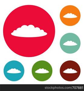 Cloud icons circle set vector isolated on white background. Cloud icons circle set vector