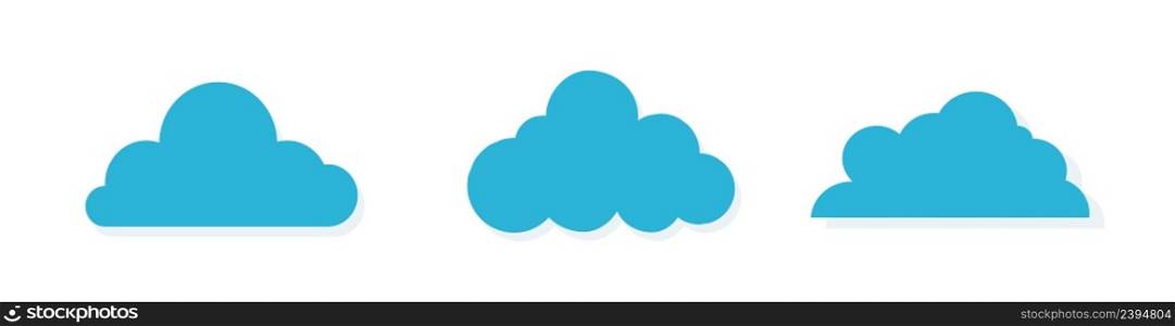 Cloud Icons Set in trendy flat style isolated on blue background. Cloud symbol for your web site design. Cloud Icons Set in trendy flat style isolated on blue background. Cloud symbol for your web site