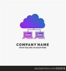 cloud, network, server, internet, data Purple Business Logo Template. Place for Tagline.. Vector EPS10 Abstract Template background