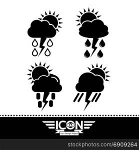 cloud rain sun thunder icon