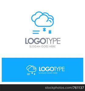 Cloud Raining, Forecast, Raining, Rainy Weather Blue Outline Logo Place for Tagline