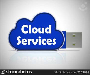 Cloud services concept icon shows cloudscape computing. Service and storage from the internet - 3d illustration