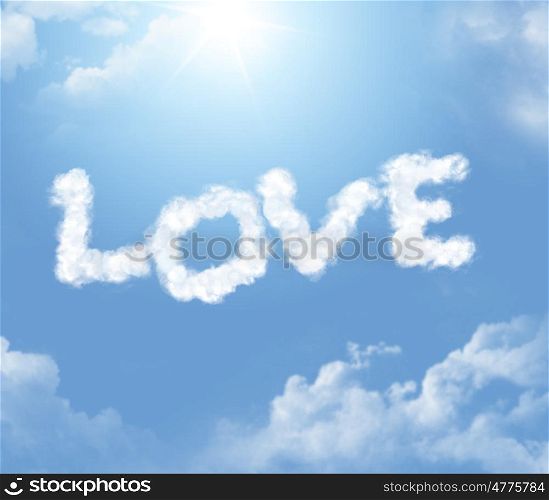 Cloud shape of a love inscription