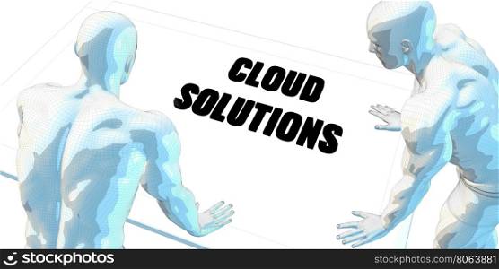 Cloud Solutions Discussion and Business Meeting Concept Art. Cloud Solutions