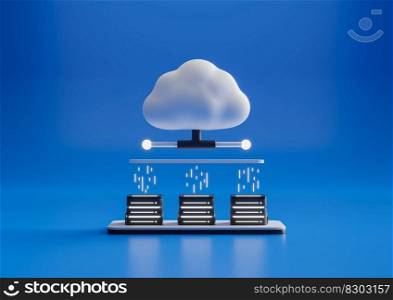 Cloud storage with server, 3d illustration