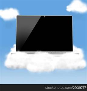 cloud technologies, modern laptop in skies