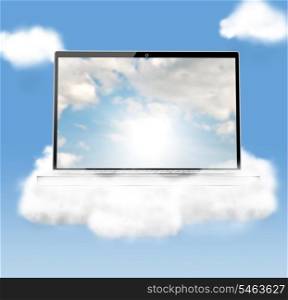 cloud technologies, modern laptop in skies