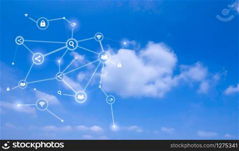 Cloud technology icon for global business concept on the sky