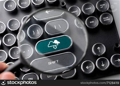 Cloud technology icon for online shopping global business concept on retro keyboard
