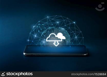 Cloud technology icon on smart phone for 5G & online concept