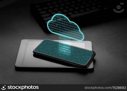 Cloud technology icon on smart phone for 5G & online concept