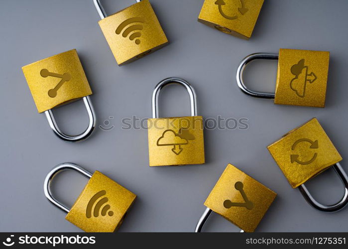 Cloud technology icon on the key lock for online shopping global business concept