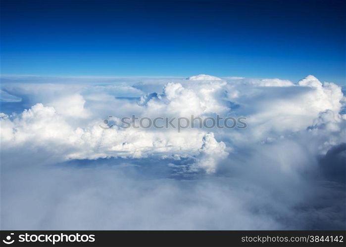 cloud view from airplane in blue and white