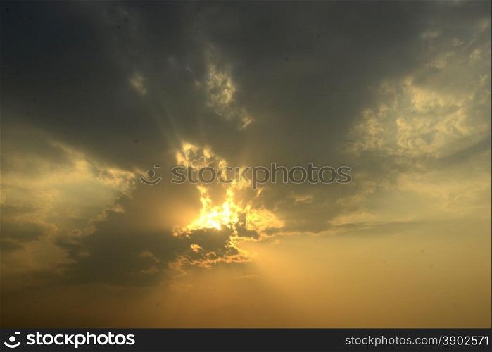 cloudes by sunset at the city of Nyaungshwe on the Inle Lake in the Shan State in the east of Myanmar in Southeastasia.. ASIA MYANMAR BURMA INLE LAKE WATHER SKY