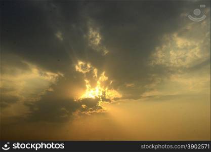 cloudes by sunset at the city of Nyaungshwe on the Inle Lake in the Shan State in the east of Myanmar in Southeastasia.. ASIA MYANMAR BURMA INLE LAKE WATHER SKY