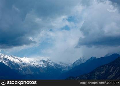 Clouds above Himalayam mountains. Himachal Pradesh, India