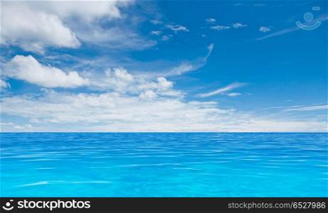 Clouds and ocean. Clouds and ocean. Tropical horizontal composition outdoor scene. Clouds and ocean