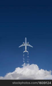 clouds and passenger plane in 3d