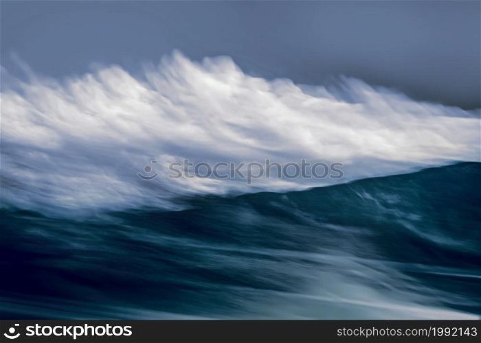 clouds and sea in motion captured with moving camera