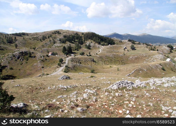 Clouds and slope of mountain in Montenegro