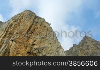 Clouds float in Crimean mountains. time lapse.