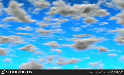 Clouds float on the blue sky