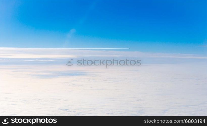 clouds from airplane window. height of 10 000 km. Clouds