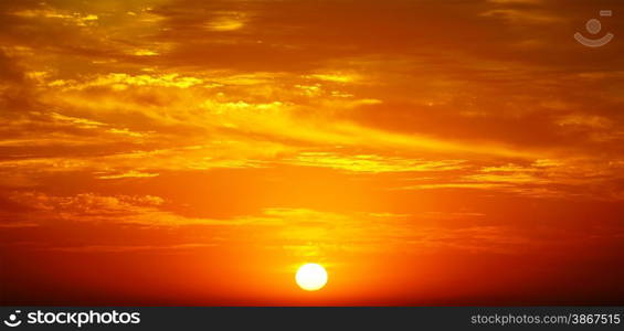 Clouds illuminated by sunlight. Sunset.