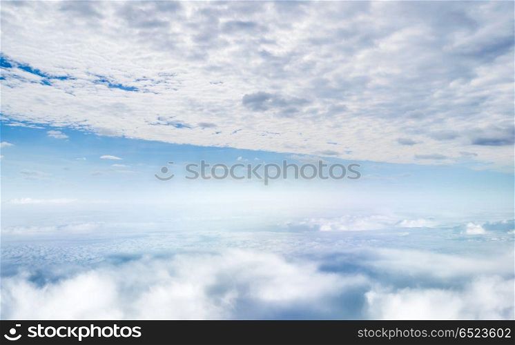 Clouds in sky atmosphere panorama. Clouds in sky atmosphere panorama. Outdoor planet. Clouds in sky atmosphere panorama