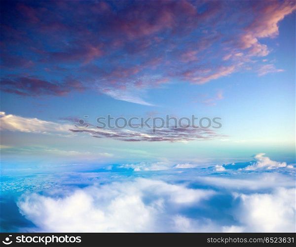 Clouds in sky atmosphere panorama. Clouds in sky atmosphere panorama. Outdoor planet. Clouds in sky atmosphere panorama