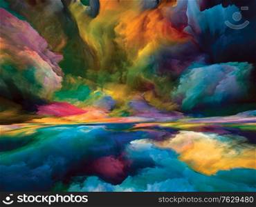 Clouds of Afterlife. Escape to Reality series. Abstract design made of surreal sunset sunrise colors and textures related to landscape painting, imagination, creativity and art