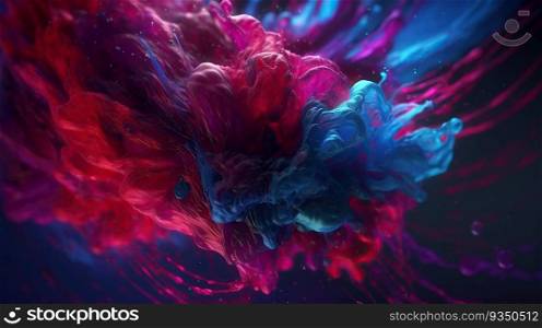  Clouds of bright colorful ink mixing in watercreated by AI	 
