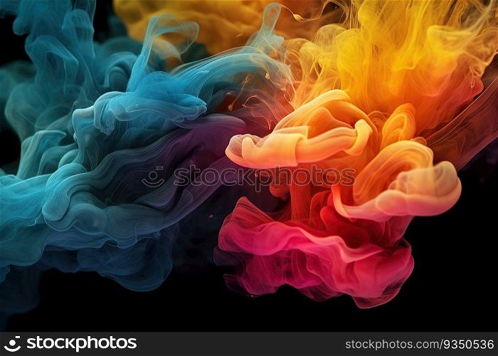  Clouds of bright colorful ink mixing in watercreated by AI   