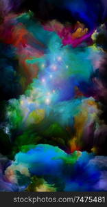 Clouds of color isolated on black background on the subject of art, creativity and design.