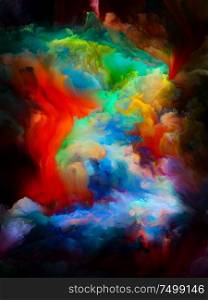 Clouds of color isolated on black background on the subject of art, creativity and design.